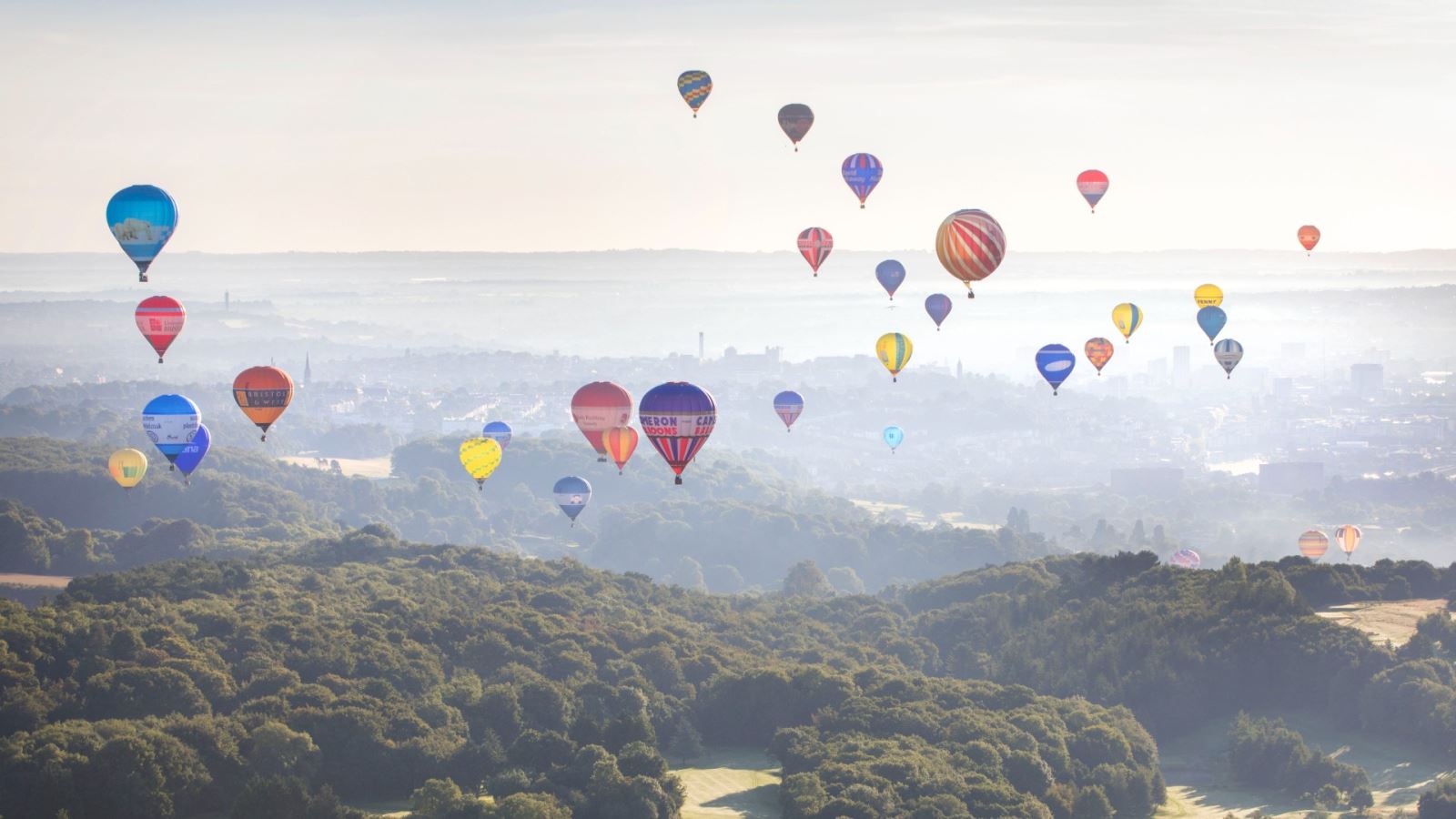 A mass ascent of hot air balloons over Bristol